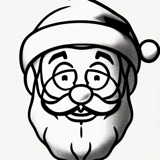 Line drawing of Santa clause on sketch paper, smiling, portrait, detail