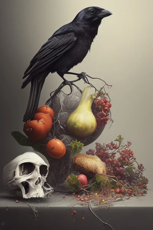 nature morte. crow . surrealism