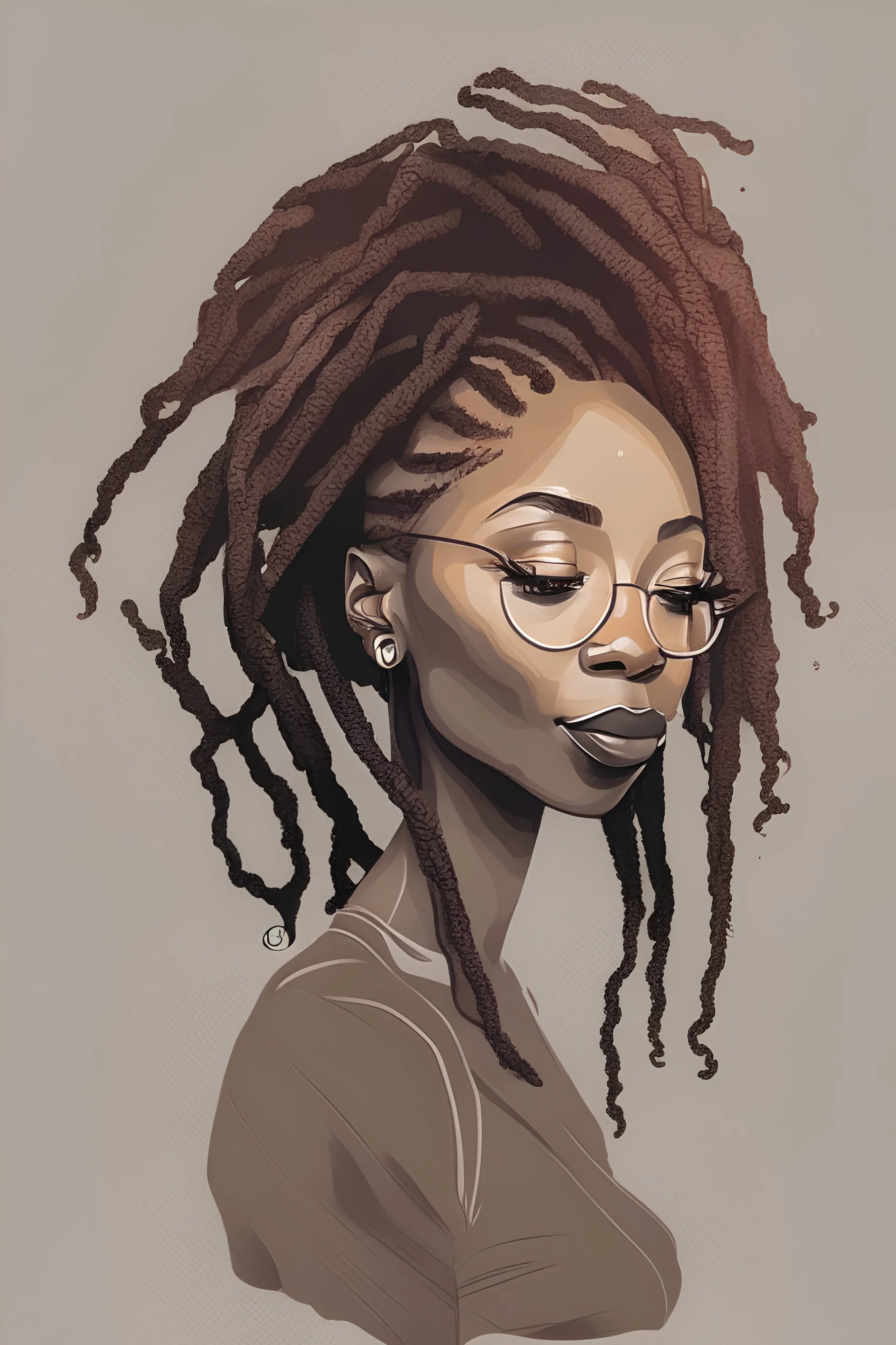 basic Illustration of black woman with locs for UX design portfolio