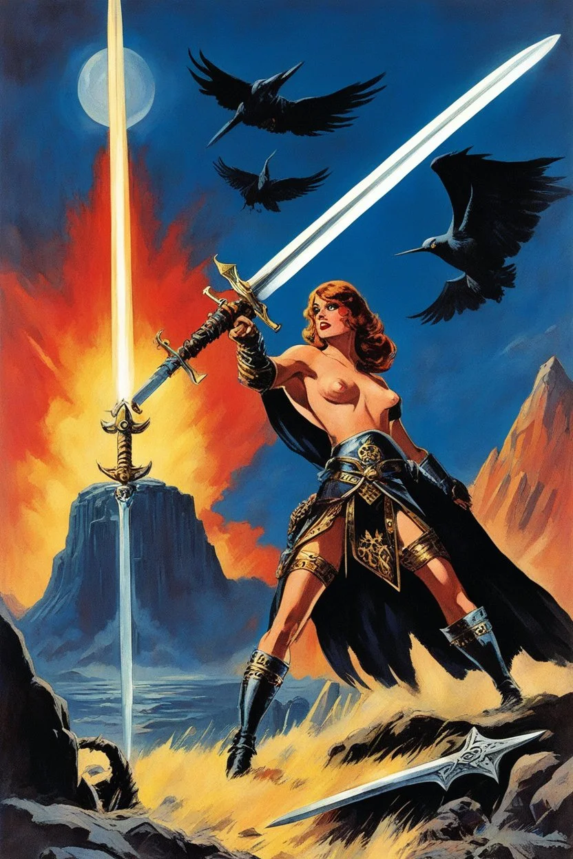 (sword and sorcery) born Inside the Fate of the battle born Inside the Fate of the battle (1970s vintage pulp art, Amazing Stories, Weird Tales, 8k, high resolution, best quality)