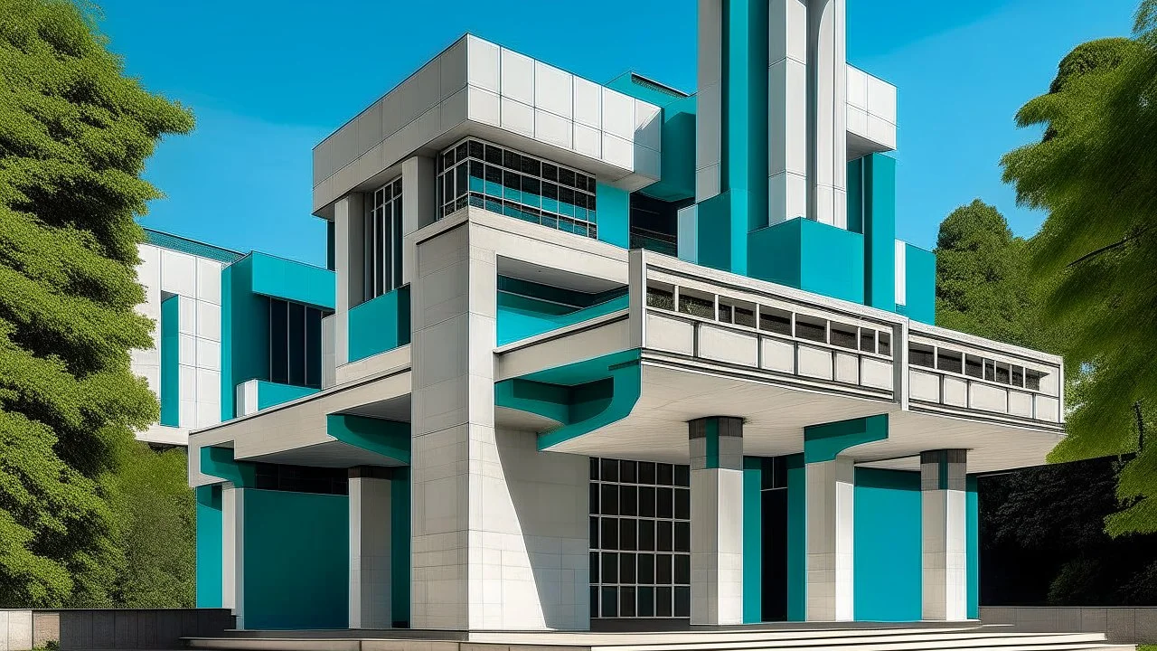 Edificio inspirado en grecia con el estilo de Le Corbusier