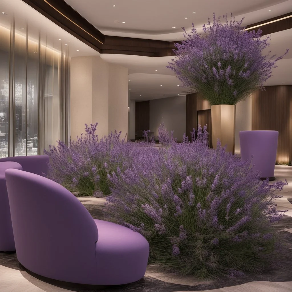 Concept of a lavender flower in a hotel lobby