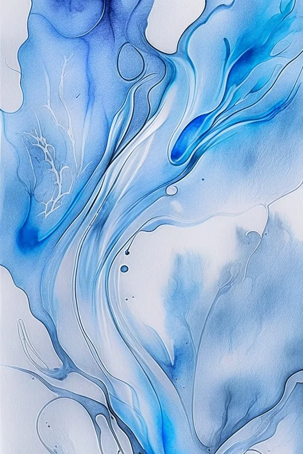 Abstract wet watercolour, grey blue