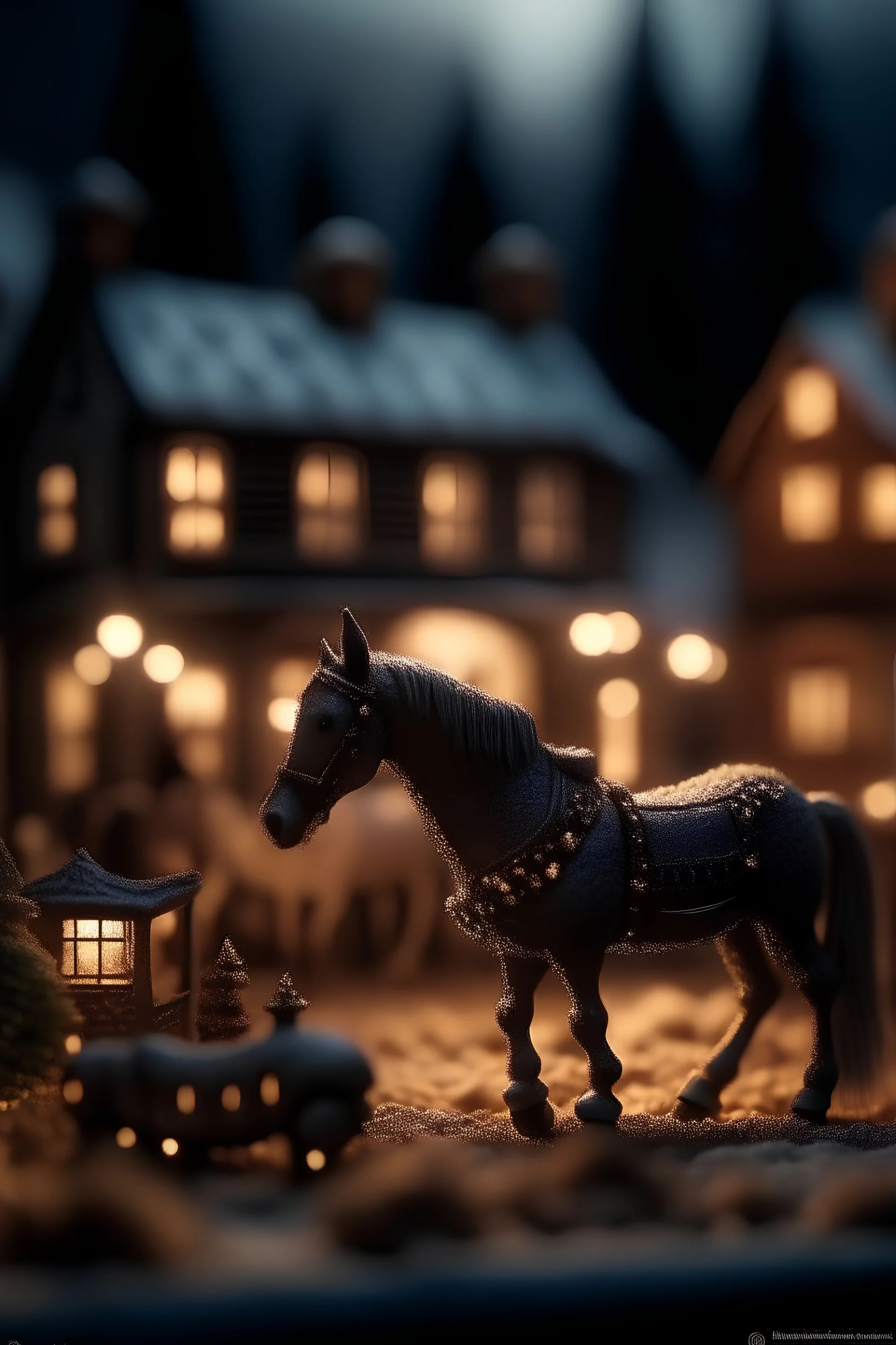 horsing home for xmas, bokeh like f/0.8, tilt-shift lens 8k, high detail, smooth render, down-light, unreal engine, prize winning