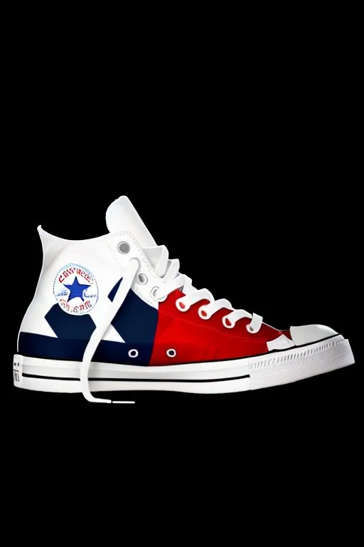 A converse sneaker, covered in the American flag