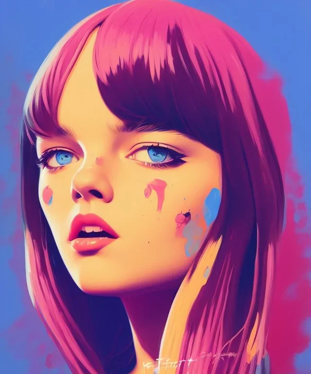 portrait illustration, pop art, splash painting of kristina pimenova, art by ilya kuvshinov, greg rutkowski and makoto shinkai, dan mumford, artstation