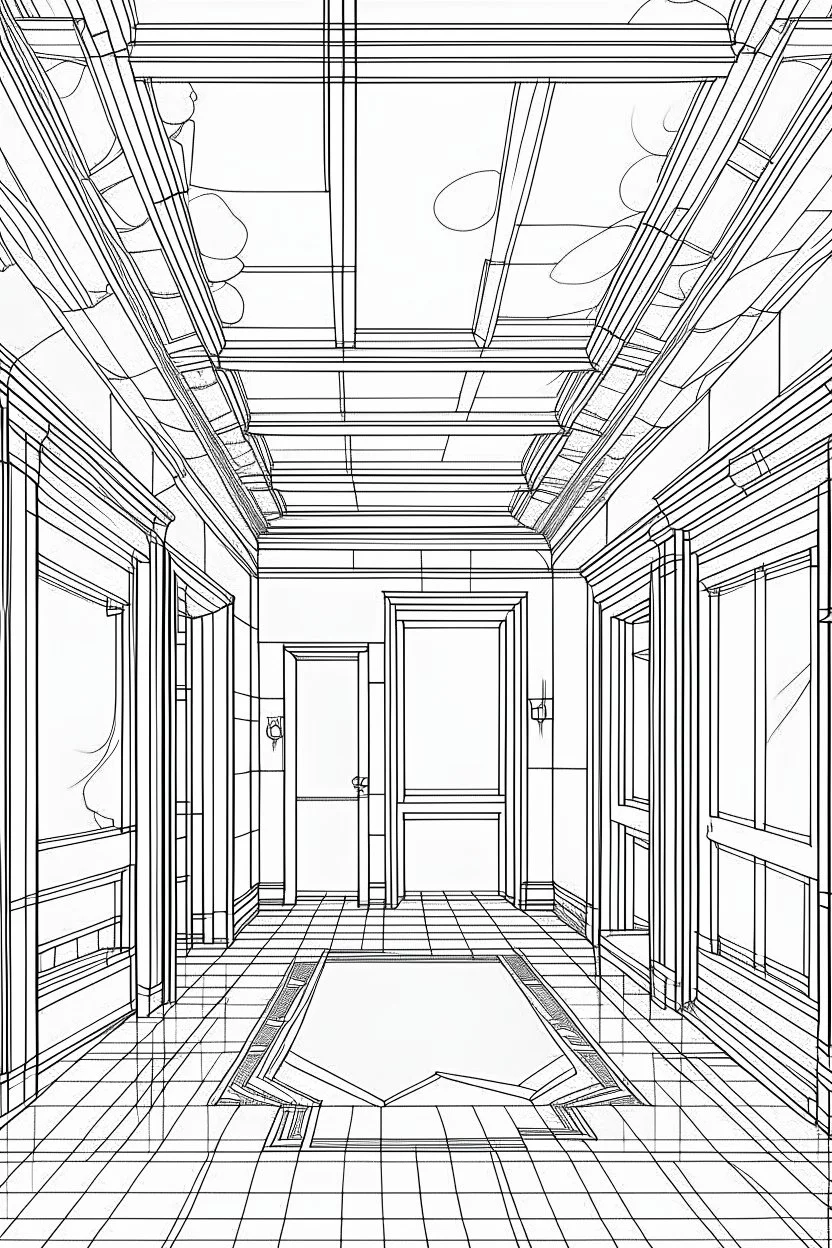 Outline art, house design, wall and ceiling, no shading, no lines, cartoon style, --ar 9:11