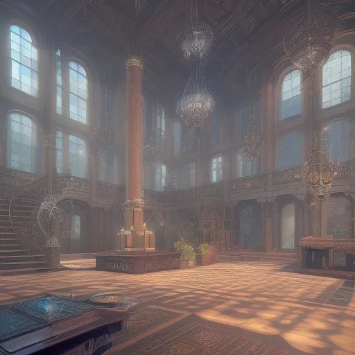 School of learning magical arts, whole building, mysterious, soft lighting, unreal engine 5 volumetric lighting, intricate details, realistic style, 8k resolution