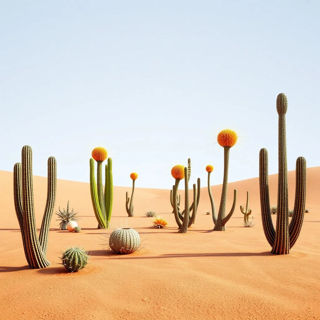 alien plants design, no background, 3d model, desert, dry
