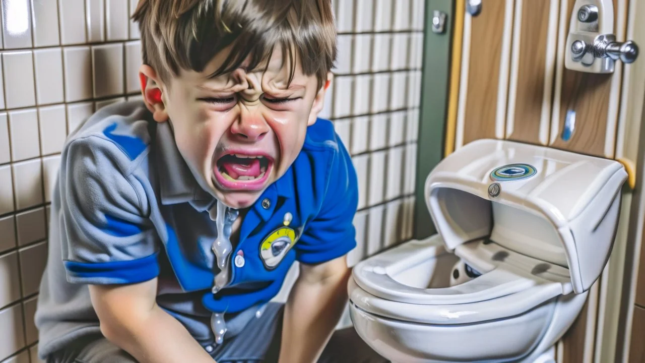 special needs boy crying while they keep flushing their gi-joes down the toilet