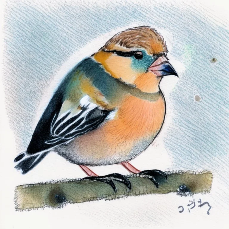 Portrait of a chaffinch with art markers