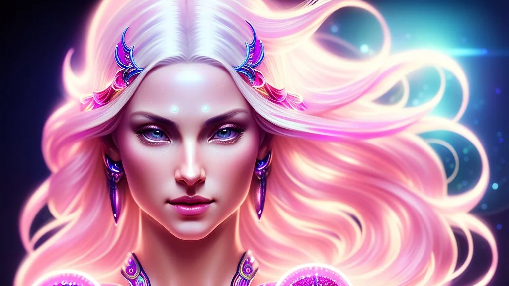 Lexica Aperture v2 Hyper detailed ultra sharp, trending on artstation, vibrant aesthetic, smiling blonde ethereal subtle (((smiling)))+++ luminous heavenly asian goddess, angel, extra-terestrial, wide crystaline eyes, colorful, psychedelic, ornate, intricate, digital painting, concept art, smooth, sharp focus, illustration, not human anthropomorphic alien cyborg, art by artgerm and greg rutkowski, louis royo, salvador dali, 8 k, unreal engine 4