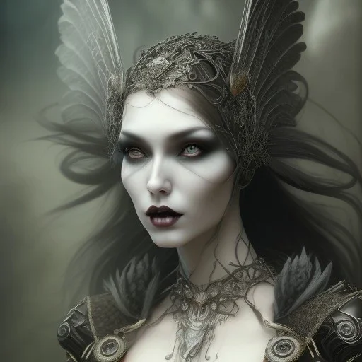 a beautiful gothic woman turning into a raven, 8k resolution, high-quality, fine-detail, color, intricate, realistic, sharp, crisp, digital art, detailed matte, volumetric lighting, illustration, octane render, brian froud, howard lyon, Anne Dittman, Anne Stokes, Lisa Parker, Selina French