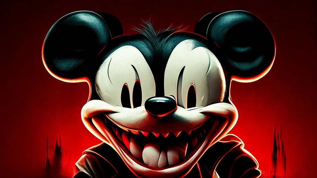 grinning evil mickey mouse