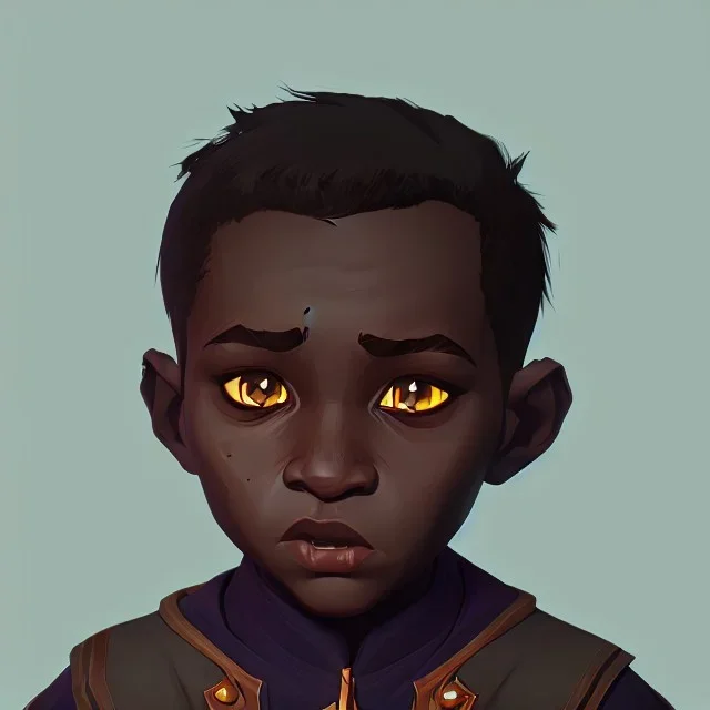 Portrait of a sweet dark skinned toddler warlock boy with dark hair