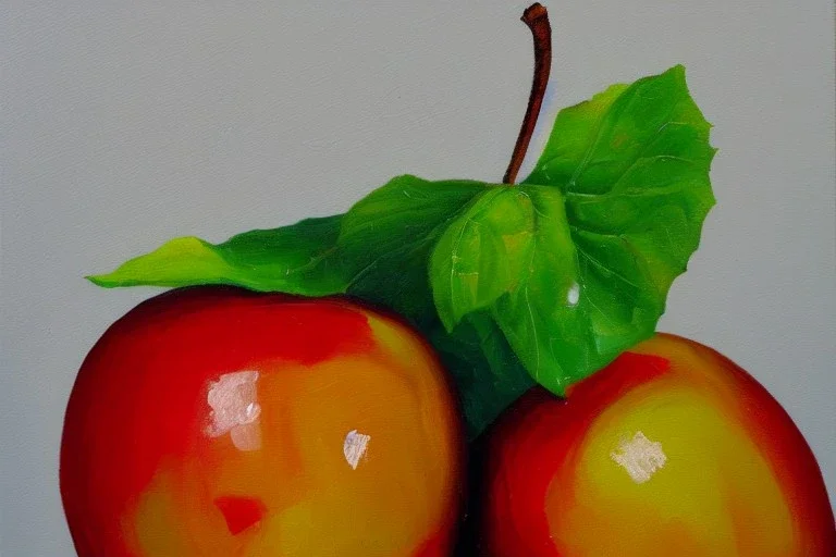 oil painting of an apple, impasto, thick brushstrokes