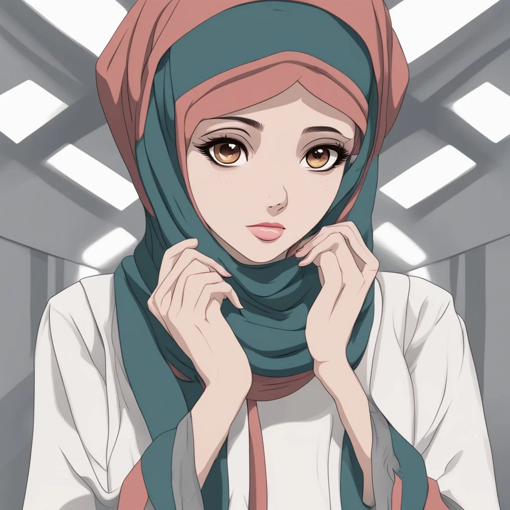 A hejab girl , vectorized , anime , 8k