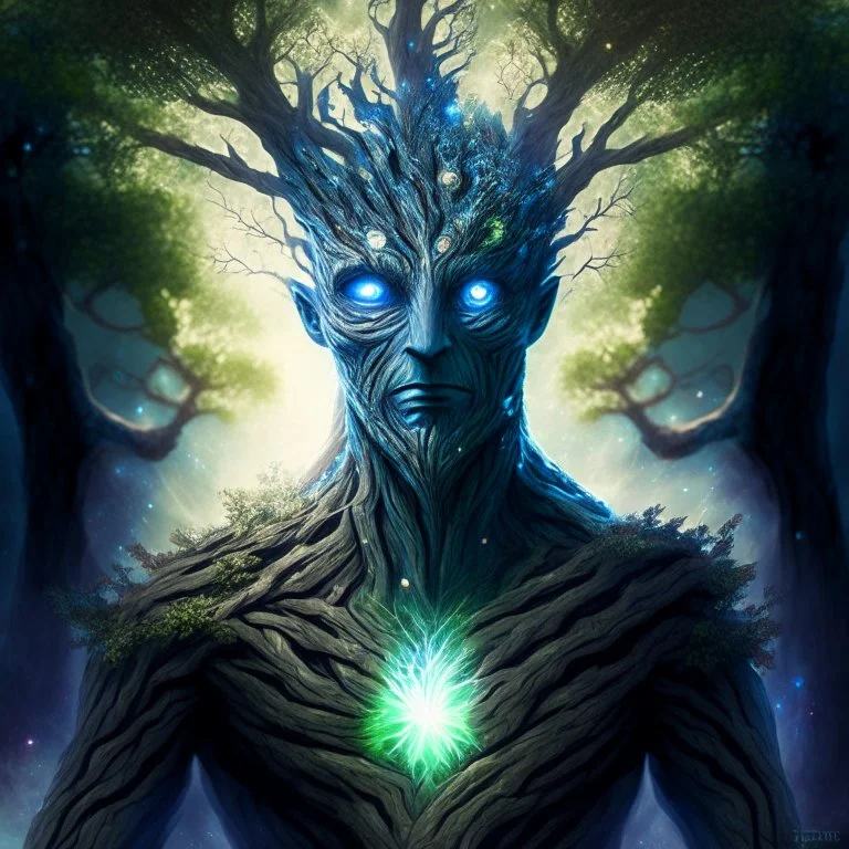 God-like man A tree creature with infinite power A tree creature with infinite power A man with galaxy eyes