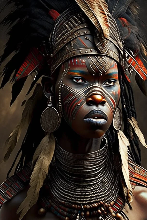 African Tribal Warrior woman