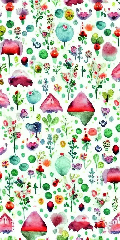 exquisite whimsical woodland watercolor, delicate, cute, adorable, linen backdrop, repeating pattern, gift wrap print