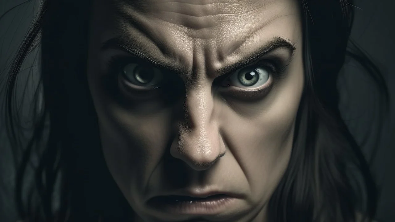 Evil staring woman