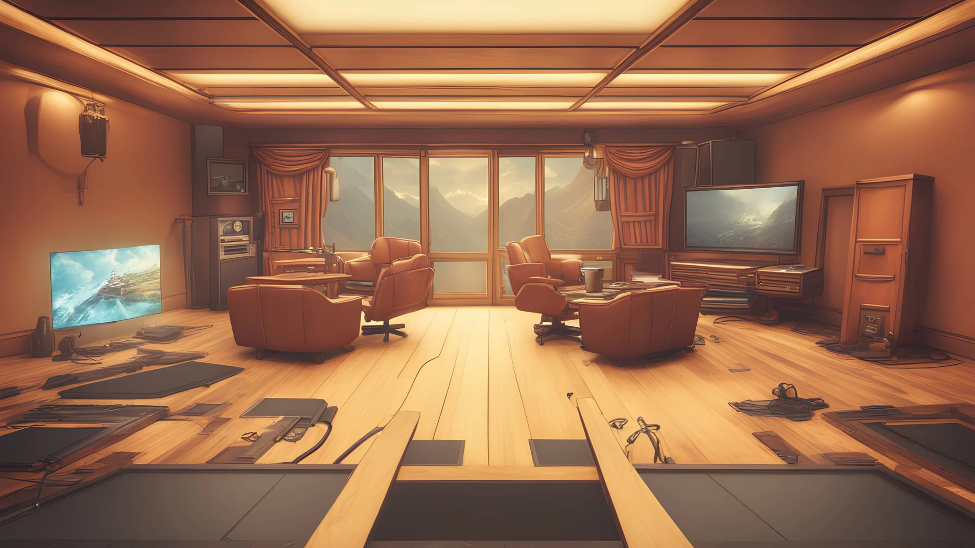 gaming room background,table,pov