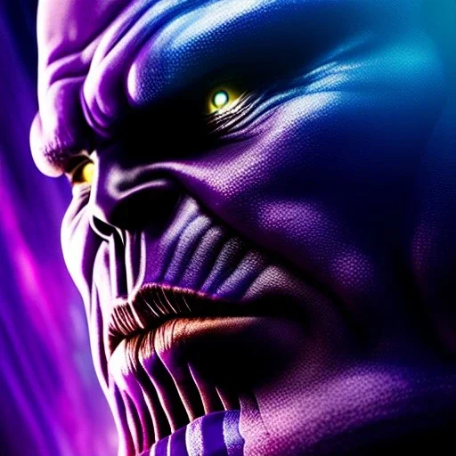 ultra detailed fullbody portrait of Thanos, extremely detailed digital painting, intrincate, extremely detailed face,crystal clear Big eyes, in the style of Niriyoshi Ohrai, mystical colors , perfectly centered image, perfect composition, rim light, beautiful lighting, 8k, stunning scene, raytracing