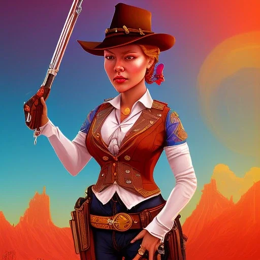 a Portrait of west Can-Can dencer girl character as a red dead redemption game character. style by Brian Kesinger