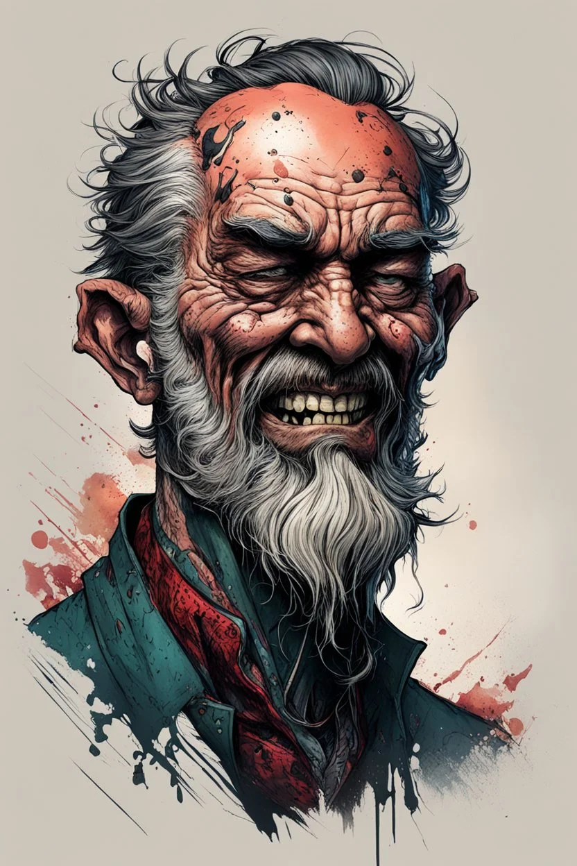 character concept illustration of a lean and weathered, Scottish coastal trader , maximalist, sharp focus, highest resolution, in the styles of Alex Pardee, Denis Forkas , and Masahiro Ito, boldly inked, 8k, coarse, gritty textures