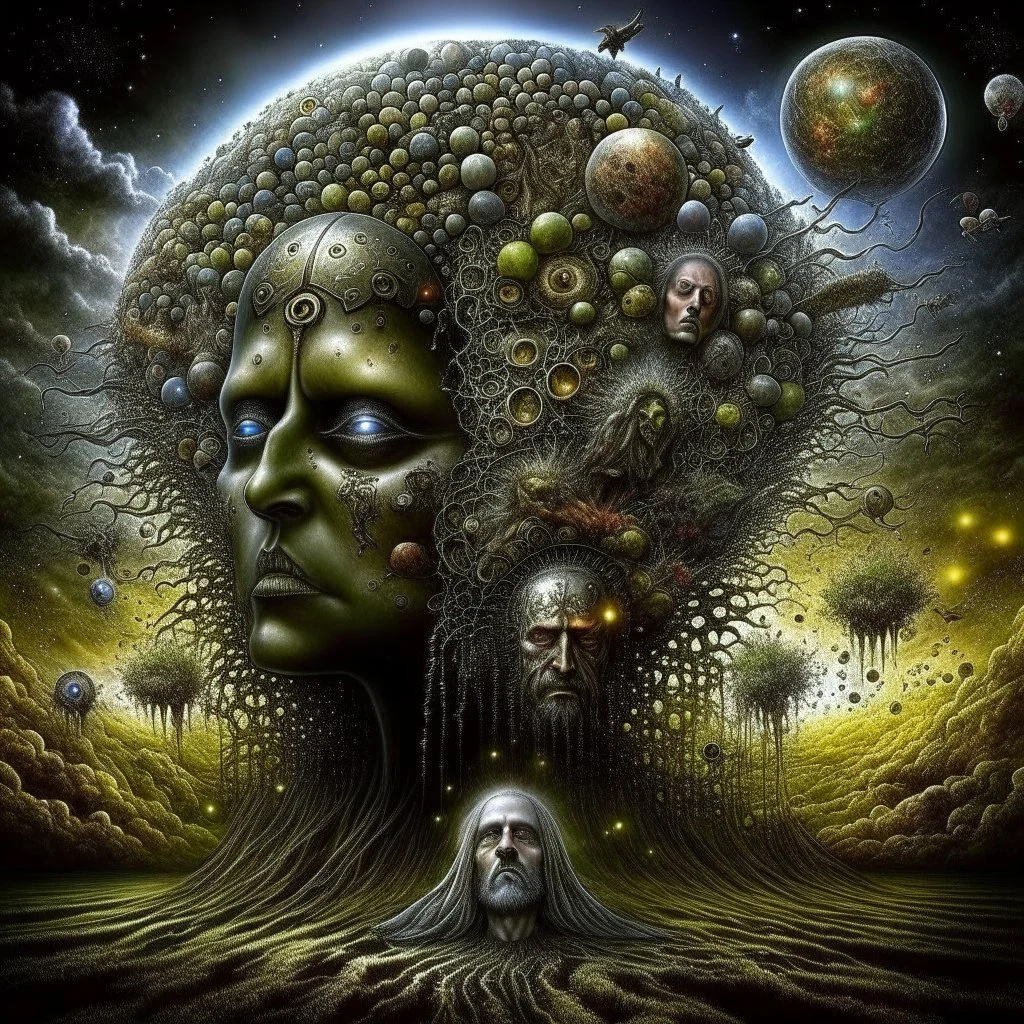 Abstract surreal dream of terror, heavy metal album art CRADLE OF FILTH, artistically grotesque, cosmic lights and shadows, by Tomasz Setowski and victor Pasmore and Vladimir Kush