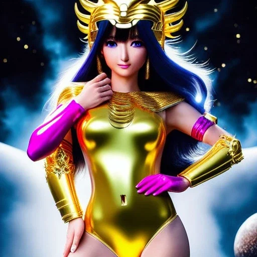 Ultra detailed fullbody Portrait in oil on canvas of sexy busty female characters with Gold Armor,helmet,-Saint seiya style,extremely detailed digital painting,ultrarealistic skin,intense stare, extremely detailed face, crystal clear eyes, mystical colors ,perfectly centered image, perfect composition, rim light, beautiful lighting,masterpiece ,8k, stunning scene, raytracing, anatomically correct, in the style of Simon Bisley and Ohrai Noriyoshi and robert e howard and Steve Jung and Wizyakuza