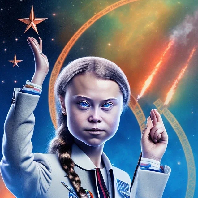 portrait Greta Thunberg as rocketman