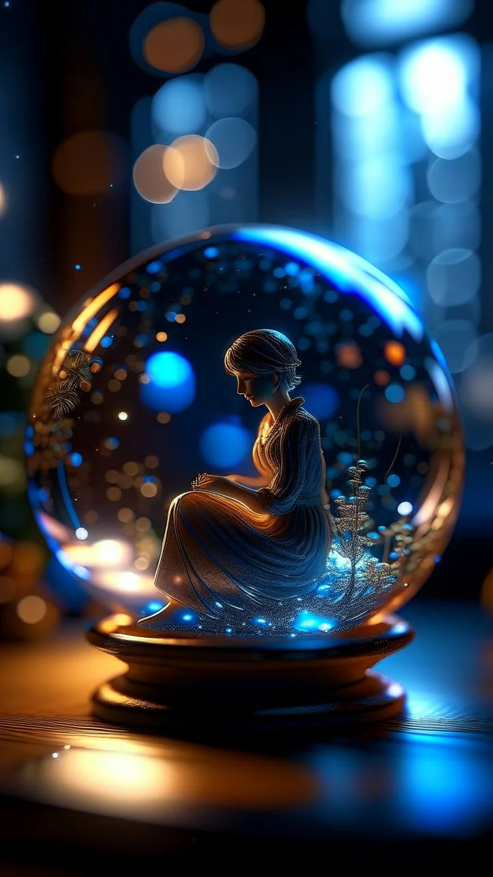 glowing pixie inside a floating Crystal ball, shot on Hasselblad h6d-400c, zeiss prime lens, bokeh like f/0.8, tilt-shift lens 8k, high detail, smooth render, down-light, unreal engine, prize winning