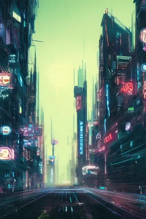 Giant metropolie at night in cyberpunk style