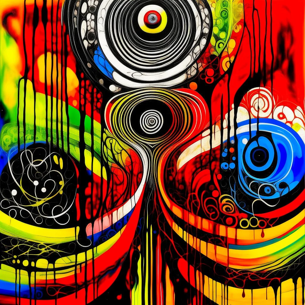 contrivance of incentive induced madness, violent colors, By Stanley Donwood, gnostic symbols