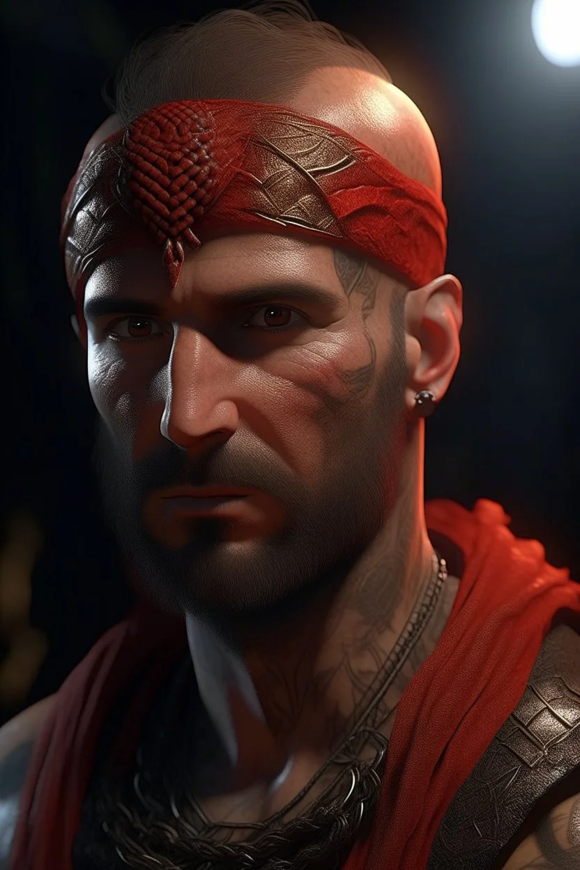 A portrait of a man , looking at you ,red skin, scales, unreal engine 6, high detail, intricate, cinematic. photoshoot style, intricate, studio lighting, masterpiece , highly detailed, 8k, best quality, fire, smoke, dramatic,d,<lora:mshn:0.7>,<lyco:Warrior_Couture:0.5>,