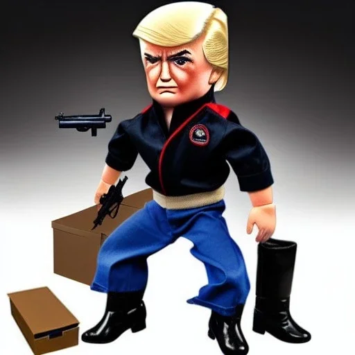 Gi joe donald Trump doll with boots and gun in box