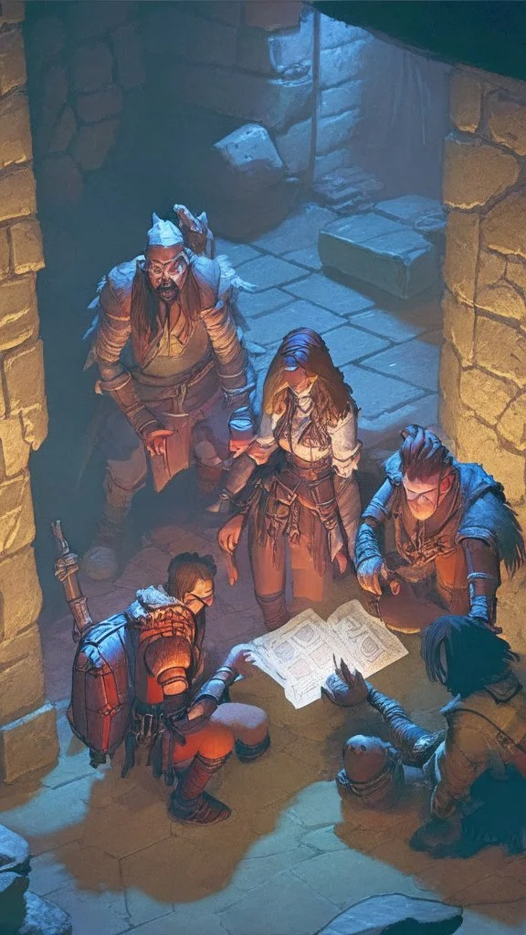 rpg group in a dungeon