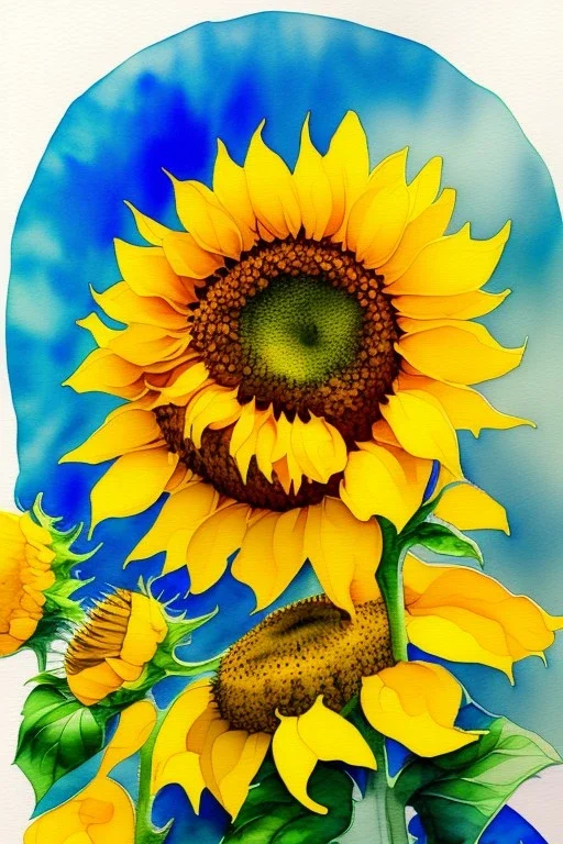 Vienna. Sunflower. watercolour