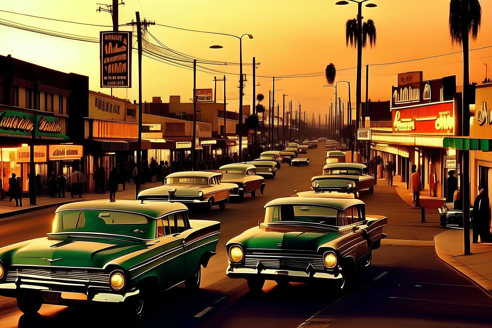1960s vibe Los angeles california kind of city when the sun is setting