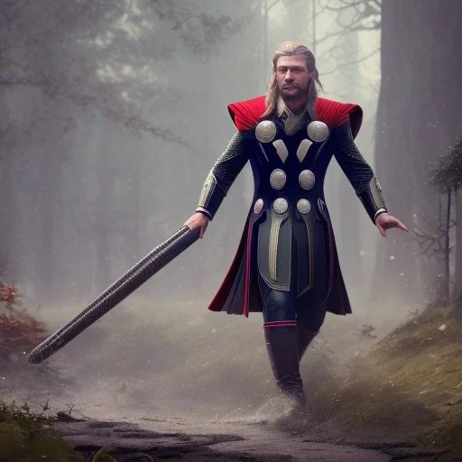 Full body, 3d render, thor 1800's men style, 1800's hair style, 1800's men clothes style,cleaning house, hyper realistic, octane render, unreal engine 5, 8k, palace background, uhd