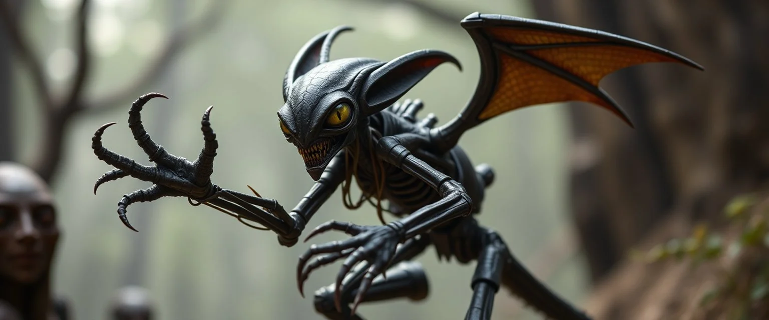 Black alien gremlin treant Robot