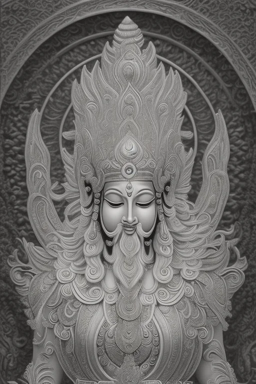 Hinduism, modern realistic cartoon drawing, grayscale, adult coloring pages, Hindu god Brahma, male god, wisdom, transformation, lined drawing, coloring page, 300 dpi, high quality print, painted portrait, full body, white hair , masculine, mature, handsome, upper body, muscular, hairy torso, fantasy, intricate, elegant, highly detailed, digital painting, artstation, concept art, smooth, sharp focus, illustration, 8K, HDR, masterpiece, pastel quad Color, 3D vector art, cute and quirky, fantasy