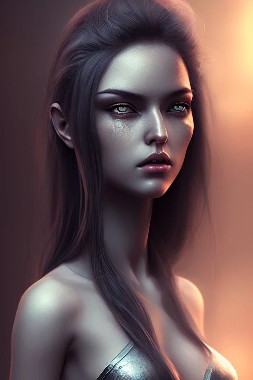 simple dark mystic woman, worrior, fantasy, cinematic lighting, photorealistic