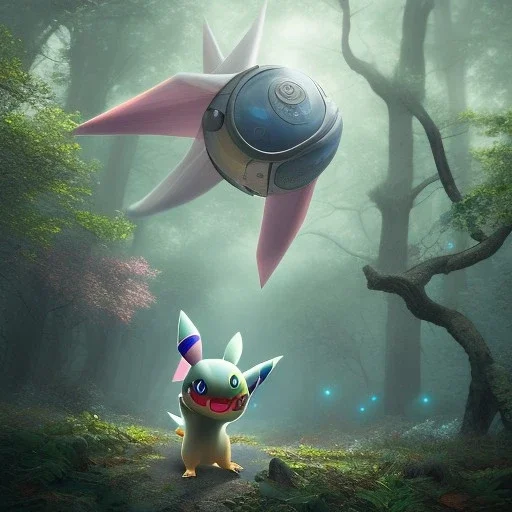 Mystery pokemon,Ambiance dramatique, hyperrealisme, 8k, high quality, lot of details, portrait,