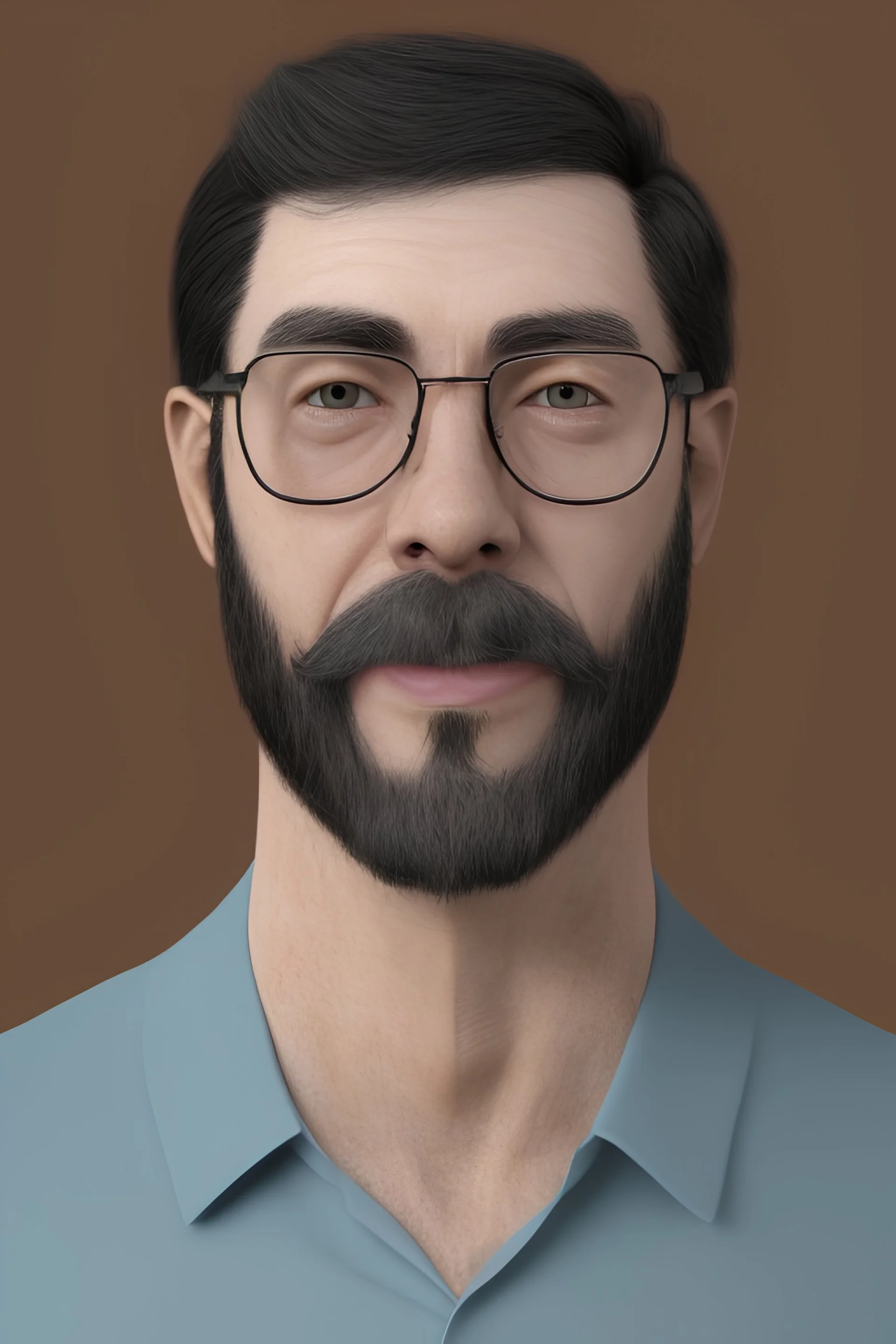 man, teacher, full body, midlife, front view, goatee, cartoon, brown shoe,cartoon, dreamlikeart, rzviceb6, adult, happy, rzviceb6, soft lighting, cinematic lighting, south american, skinny, glasses, skinny, south american, skinny, shirt blue, cool, thinning black hair, dark skinned