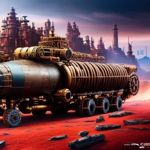 fullbody Drawing of 'sketch of steampunk Vehicles as in the movie mortal engines(2018)',intricate detail,andrea bonelli,Kilian Eng,Ohrai,evan lee,Aleksandr Sidelnikov,KyuYong Eom,three quarters frontal aerial view,toned colors,32k