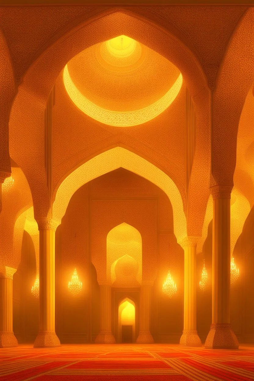 Inside a Moghul mosque at night, gleaming, harmonious, incandescent by artist "Igor Zenin", by artist "George Clausen"