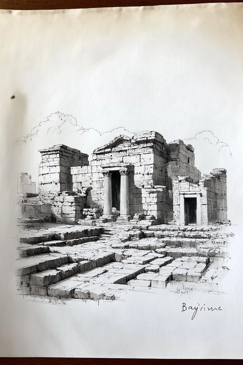 ancient city babylon in its prime charcol sketch on white paper