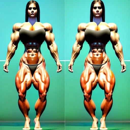 Ultra realistic, beautiful woman, female muscle growth, sequence